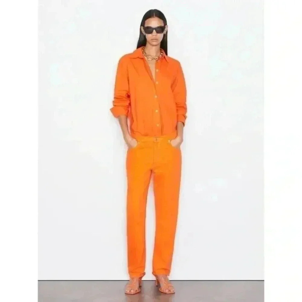 Frame Le Slouch Jean In Orange Crush